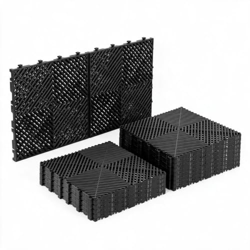 bimiti 20 Stück PP Garagenboden 40x40cm Garagenbodenfliesen Ineinandergreifende,garagenboden matten, werkstattmatte,Garagen-Drainagematte für Garage,Outdoor,Innenpool(3.2m²)