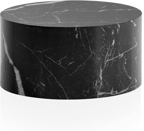 FineBuy Couchtisch MONOBLOC Rund 60x60x30 cm Schwarz, Sofatisch | Wohnzimmertisch in schlichter runder Form, Loungetisch mit Platz für Fernbedienung und Handy, Kaffeetisch pflegeleicht