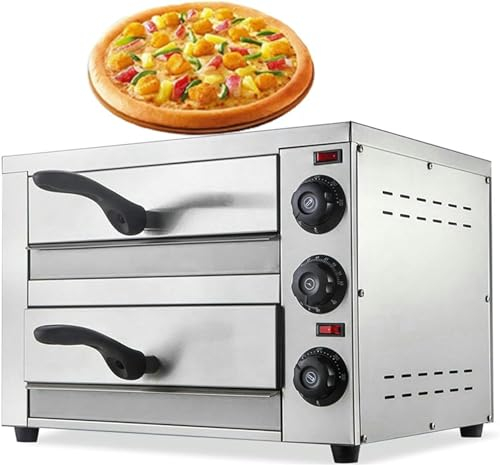 Four À Pizza Professionnel en Acier Inoxydable, Four Pâtissier Electrique À 2 Etages, Soles en Pierre Réfractaire, Plateaux De Cuisson Et Pelle À Pizza Offerts