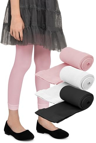 LORES Leggings per Bambine Lunghezza 7/8 alla Moda Senza Piedi Eleganti Pantaloni per Bambini Sport Balletto Yoga Ginnastica Gonna Vestito Alice, Confezione da 3 Mix 110/116 cm (5/6 Anni)