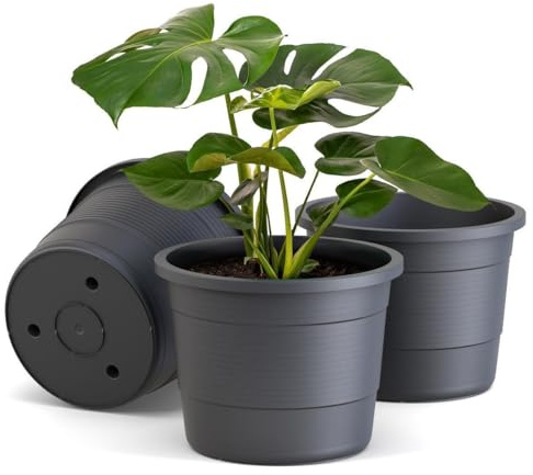 Plastard Blumentopf 3er-Set Ø 46 cm rund – Anthrazit, Pflanzkübel 42 Liter | Witterungs- UV- & frostbeständig, Pflanzkübel für Garten, Balkon & Terrasse, Pflanztopf mit Überlauf, Deko Blumenkübel