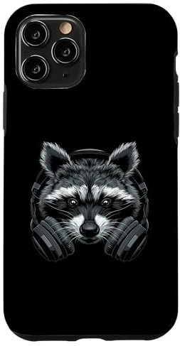 Coque pour iPhone 11 Pro Casque Raccoon DJ