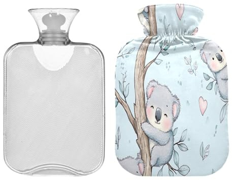 JUMBEAR Süße Koala-Wärmflaschen mit weichem Bezug, Schmerzlinderung, Wärmbeutel, 2 l, für Hände und Füße, warme Wassersäcke, bequem schlafen