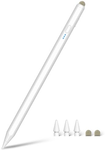 Pencil 2. Generation für Apple iPad mit Faser Stiftkopf, 2-IN-1 Magnetischer Stift für iPad mit 15 Min Schnellladung & Handballenabweisung & Neigung, 2025 Upgrade Stylus Pen für ipad 2018-2025