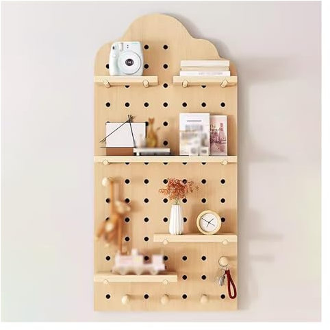 Support de Rangement pour Plaque perforée, Organisateur Mural pour Panneau perforé, kit de Panneau perforé de Rangement, Panneau perforé en Bois Massif à Montage Mural pour Garage de Bureau