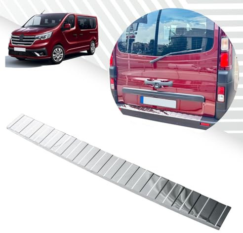 Protection de pare-chocs arrière compatible avec Renault Trafic III | à partir de 2014+ | Acier inoxydable chromé Protection pour bord du coffre de chargement