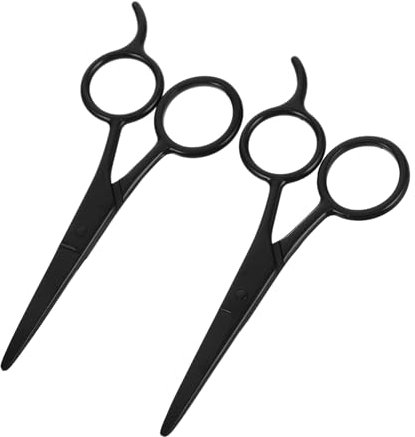 Ciseaux à Barbe en Acier Inoxydable Noir 2 Pièces pour Hommes