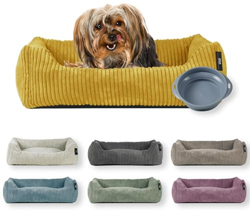 Rohrschneider Hundebett, kleine Hunde, Hundekissen (Senf, 55 x 42 cm)