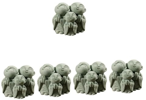 Yardwe 5pcs Stone Maitreya Buddha Figurine Outdoor Garden Buddha Spiritual Home Decor