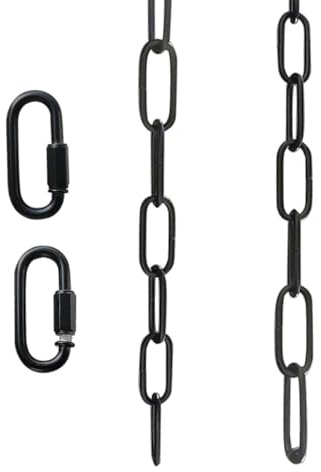 Zucosue 3 Feet Industrial Light Fixture Chain,Metal Pendant Chandelier Chain,Heavy Duty Lighting Hanging Chain for Kitchen Island Dining Room(Black)
