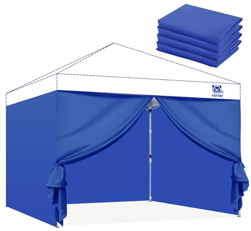 Fanpat Paredes laterales para toldo desplegable de 10 x 10 pulgadas, 210D impermeable, 4 piezas con puertas, 4 paredes laterales azules, tienda de campaña no incluida