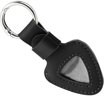 Avejjbaey Bärbar skyddande plektrumhållare triangulär form plektrum förvaringsväska gitarr plektrum väska praktisk plockbehållare PU textur gitarr plektrum fodral nyckelring, Svart