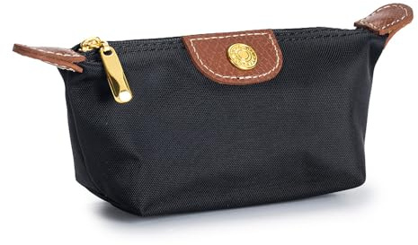 VINWO Womens Unique Change Purse Vintage Nylon Zip Coin Wallet Mini Bag (Black)