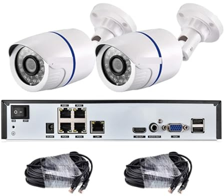 Sistema di telecamere IP Poe da 5 MP a 48 V for Visione Notturna da Esterno, Kit NVR a 4 canali(None,4CH NVR 2CAM 2cable)