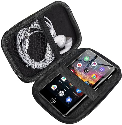 Blueshaweu MP3 Player Tasche Kompatibel für AGXOV MP3 Player 4,02 Zoll M302 - Schutzhülle mit Platz für Ohrhörer, USB-Kabel & Speicherkarte – Kompatibel mit AGXOV M302 MP3 Player (schwarz)