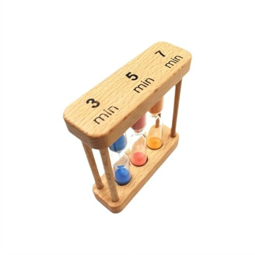 Dreifach-Sanduhr aus Holz, 1 + 3 + 5 oder 3 + 5 + 7 Minuten Sanduhr zum Kochen, Klassenzimmer & Zeitmanagement, Retro-Schreibtischdekoration 2025 C