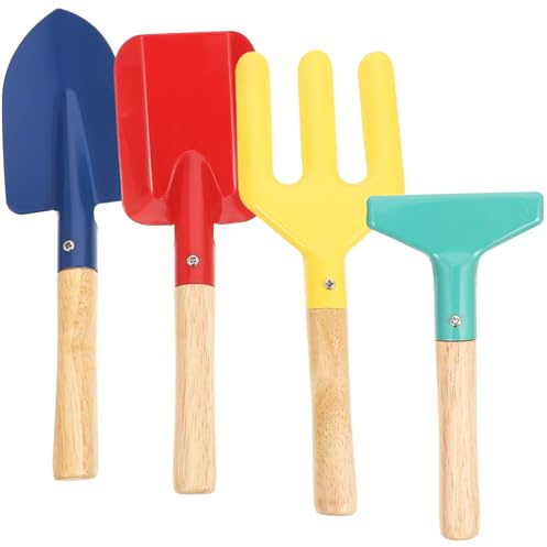 FRCOLOR Herramientas De Jardinería para Incluye Pala Rastrillo y Paleta con Mango De Madera para Jardín y Jardinería