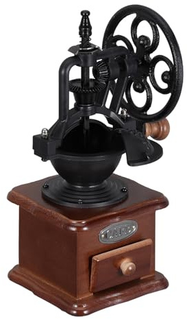 HOMSFOU Macinacaffè Manuale in Legno Base e Cassetto, Macinino Chicchi di Caffè Ultra Fine Portatile per Cucina, Viaggio e Campeggio, Macina Spezie Professionale
