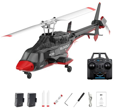 Stylomira A61 Little Air-Wolf Ferngesteuerter Hubschrauber im Maßstab 1:52 für Erwachsene, 2,4 GHz 4-Kanal-Einrotor-RC-Hubschrauber mit EIN-Tasten-Start/Landung – RTF
