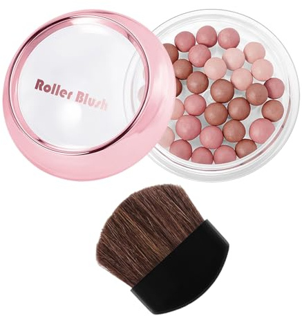 Poudre Blush Léger Longue Tenue Illuminateur Types De Peau | Billes Blush Pour Cernes, Joues Et Contour Pour Soirée Rendez-Vous Fête Vacances Matures Sèches Sensibles