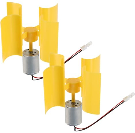 GALPADA Generador Pequeño de Turbina Eólica Vertical de Material Plástico y Metal, 2 Piezas para Uso Educativo y Exterior, Fomenta Habilidades Científicas y Aprendizaje Activo