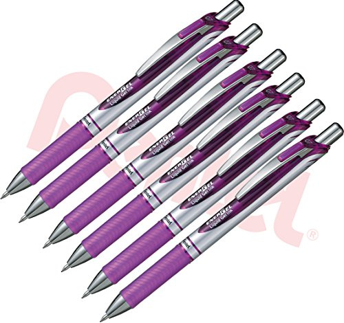 Pentel Gel-Tintenroller EnerGel mit Druckmechanik, 6 Stück, 0.7mm (violett, 6er Pack)