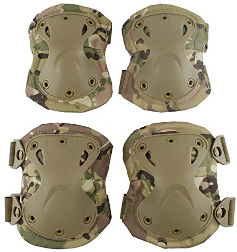 Juego de almohadillas protectoras tácticas de combate de rodilla y codo para juegos de paintball CS al aire libre Ciclismo Seguridad Patinetas de skate Patines de protección de rodilla (CP)