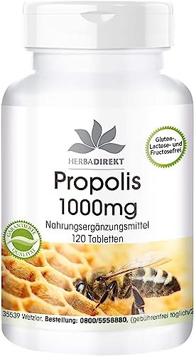 Propolis 1000mg - hochdosiert - 120 Tabletten - mit 3% Galangin | HERBADIREKT by Warnke Vitalstoffe - Deutsche Apothekenqualität