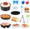 Airfryer xxl Zubehör, 8in Heißluftfritteuse zubehör, 14 Stk Zubehörset für Airfryer Fritteusen für Princess Ninja Philips Tefal 4.5L 5.2L 5.5L XL Luftfritteuse, BPA-frei, Antihaftbeschichtung