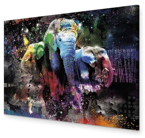 murando HandArt Bilder auf Leinwand Tiere 1 tlg Leinwandbild Wandbilder Wohnzimmer Wanddekoration Moderne Kunst - Elefant Abstrakt Farbflecken Betonoptik g-A-0284-b-a
