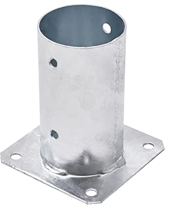 TRIBECCO® Casquillo atornillable para postes de madera redondos, galvanizado en caliente, 80 mm de diámetro, casquillo de suelo, soporte para vallas, placa de suelo, fijación, redondo