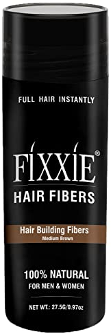 FIXXIE Hair Fibres MEDIUM BROWN for Thinning Hair 27.5g Bottle, Hair Fibre Concealer for Hair Loss for Men and Women, Naturally Thicker Looking Hair with Keratin Hair Fibers.