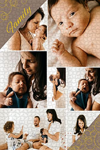 Lehaha Personalised Custom Photo Wooden Jigsaw Puzzle Your Photo Gift 120/300/500/1000 Pieces,DIY Family Memory Present,Adult Relaxation Hobby Gift