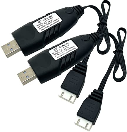 Paquete de 2 Cables de carga de batería Lipo de 11.1 V, Cables de carga USB de batería LIPO 3S 2A Con conector de enchufe XH-4P para Airsoft RC Car Drone Barcos