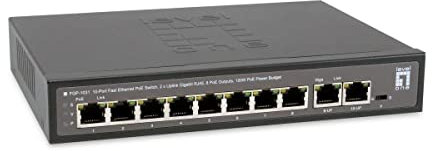 LEVEL ONE FGP-1031 - Switch Poe Fast Ethernet a 10 Porte, 2 x Uplink Gigabit RJ45, 8 uscite Poe, 120 W