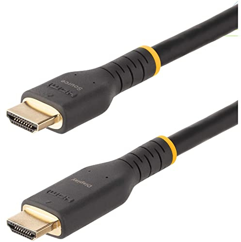 StarTech Cable HDMI 2.0 Activo Resistente 10m, 4K 60Hz, Ethernet, Negro | HDR10 y audio de 32 canales con Atmos, Ancho de banda 18Gbps, HDCP 2.2, ARC, CEC, BT.2020, Conectores chapados en oro
