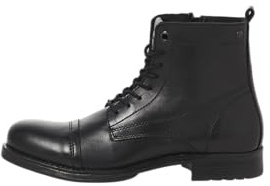 JACK & JONES Men's Jfwshaun Leather Boot Sn Lace-Up Ankle Boots, charcoal, 9.5 UK