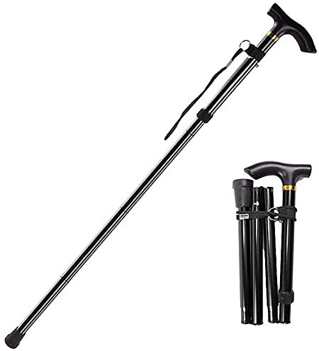 Geoyien Baton de Marche, Canne de Marche, Bâton de Marche, Canne télescopique en Alliage daluminium, Pliable, Légère et Portable, pour lalpinisme, la randonnée, Les Personnes âgées (Noir, 1 Pièce)
