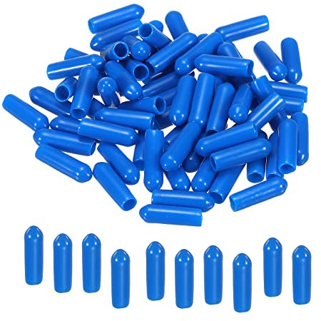 sourcing map 50pcs Rubber End Caps Cover 4mm Vinyl Screw Thread Protector Round PVC Vacuum Caps for Screw Bolt Pipe, Blue