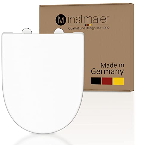 instmaier Alma | Toilettendeckel mit Absenkautomatik | Weiß | Made in Germany | D-Form | Toilettensitz aus Duroplast | Leicht abzunehmende Toilettenbrille | WC-Sitz stabil bis 250kg