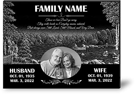 ADFSTONE Personalised Memorial plaques for Grave, Memorial Grave Plaques Stones for Humans, Loved Ones, Lost Father, Mother, Grave Markers Memorial Gifts with Engraved Photo.