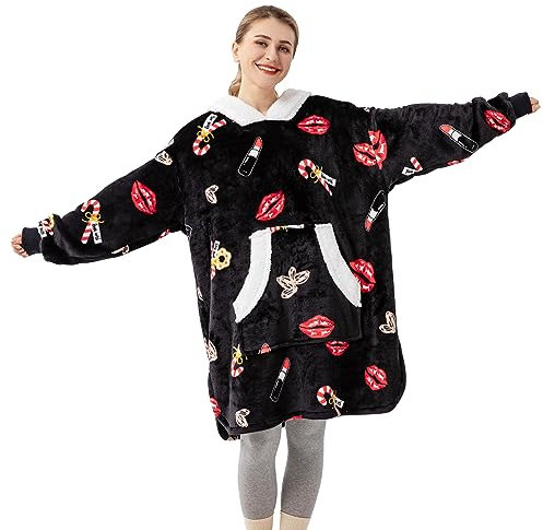 Winthome Manta con Capucha Suave y Acogedora, Sudadera con Capucha con Bolsillo y Capucha, Manta de Franela para Mujer, Hombre y Adulto, Ahorra Costes de Calefacción