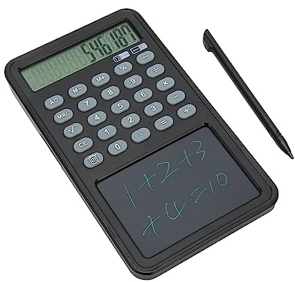 Wissenschaftliche Taschenrechner mit Schreibtafel, LCD-Großdisplay, 12-stelliger Technischer Rechner mit Löschbarem Schreibtafel, Professioneller Taschen-Standardrechner für das (Schwarz)