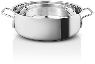 Eva-Trio | Sauteuse 28 cm Edelstahl mit 2 Griffen | Strapazierfähiges Kochgeschirr für den täglichen Gebrauch | Edelstahl