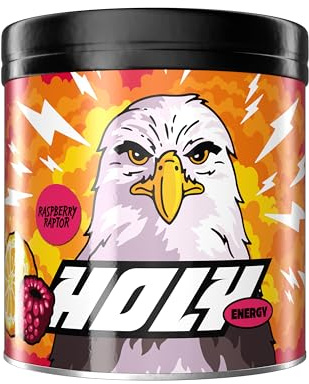HOLY Energy Booster 'Raspberry Raptor' Energy Drink Pulver - Himbeer & Yuzu, 50 Portionen - mit NewCaff Koffein & Grüntee Extrakt - zuckerfrei, vegan, 100% natürliche Fruchtaromen