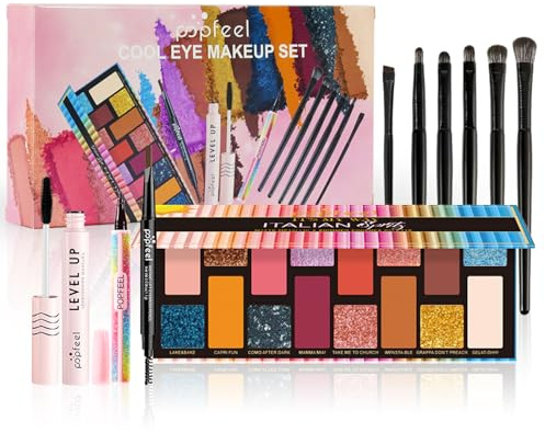 RoseFlower Schminke Set Profi Make Up Set Teenager Mädchen Schminkkoffer Kosmetische Makeup Paletten Lidschatten Vollgesichts Schminke Make-up-Pinsel-Set Augenbrauenstift Eyeliner Mascara