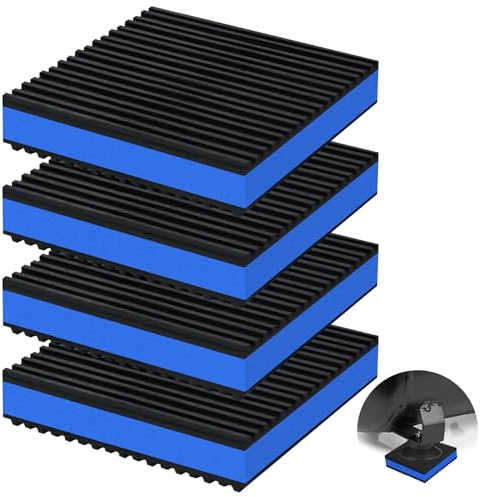 phepetroll Cuscinetti antivibrazione 4P 4 '' x 4 '' x 7/8 tappetini in gomma a coste con centro EVA, cuscinetti isolanti resistenti per compressori d'aria, condizionatore, tapis roulant, lavatrice
