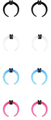 ZS 4 Paar Acryl Septum Taper Pincher Ring, 14G 12G 10G 8G 6G 4G 2G 0G 00G Buffalo Nasenring Dehner Expander zum Dehnen von durchbohrten Nasenohren (14g(1.6mm))