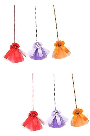 Gatuida 6 Pcs Halloween Balai De Sorcière Jambes De Sorcière Décoration De Costume d'halloween Mini Balai Mini De Sorcière De Manche À De Sorcière Accessoire De