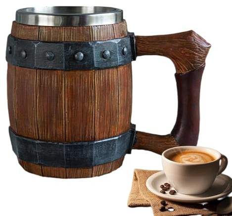 Kixolazr Jarra de cerveza de barril de acero inoxidable, taza de cerveza hecha a mano, taza de cerveza antigua, jarra de cerveza, taza de café, vaso de whisky para aniversarios, Oktoberfest,